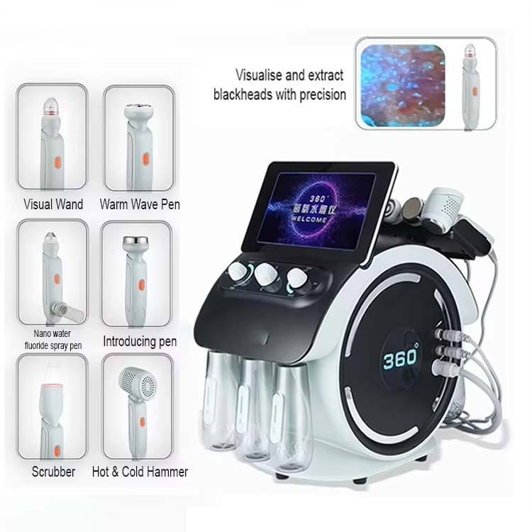 2025 New Generation Hydro Facial Machine 6 in 1 Hydrodermabrasion with silicone soft crystal tips Visiable Dermabrasion oxygen Jet Ultrasound Skin Lift